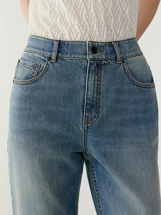 716-2 独家圆正 小禾 夏款 环保水洗 做旧 磨白 锥形小直筒牛仔裤 好穿到泪流满面😭 商品图12