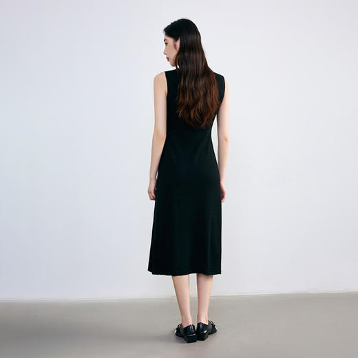 NEELLY纳俪春季新款商场同款假两件休闲背心黑色针织连衣裙女N25074Y04566 商品图1