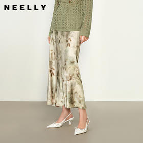NEELLY纳俪商场同款春新款复古优雅半身裙女高腰垂感气质A字裙N25074E04568
