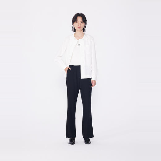 NEELLY纳俪商场同款春季新款黑色微喇裤女显瘦设计感开口通勤长裤N25074H04574 商品图2