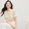【07/16新品】熙世界多巴胺彩虹条纹T恤女短袖2025夏季新款圆领正肩体恤衫上衣 商品缩略图4