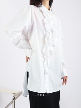 Y's | 纯棉毛边荷叶边衬衫