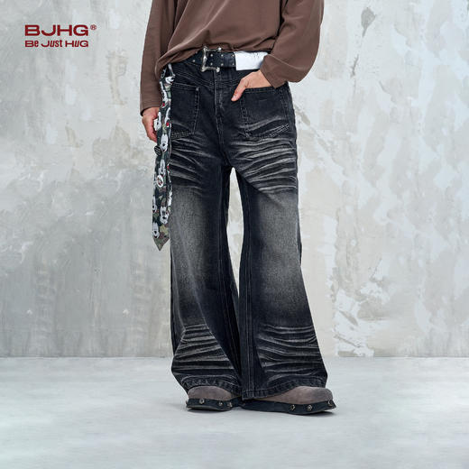 BJHG不计后果休闲牛仔裤男款夏季潮牌2025新款美式宽松直筒裤子女 商品图1