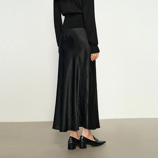 NEELLY纳俪商场同款春新款复古优雅半身裙女高腰垂感气质A字裙N25074E04568 商品图1