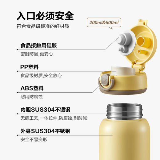 【专柜-北鼎】北鼎 TAN200/A1 弹盖保温杯迷你便携水杯儿童 浅杉绿300ml 商品图7