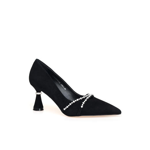 豪麟名鞋迪嘉女鞋皮鞋羊反绒面革DJKDA52WP005黑色 商品图0