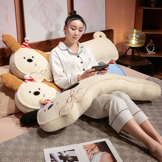 自然醒压片翘耳小狗长条睡觉抱枕女生睡觉专用床上侧睡枕头沙发腰靠床头靠垫QYL 商品图13