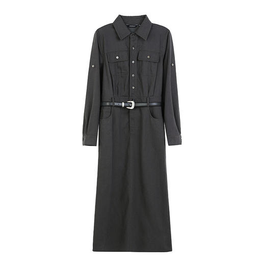 NEELLY纳俪商场同款春季新款休闲工装风收腰连衣裙女气质百搭长裙N25074Y04556 商品图3