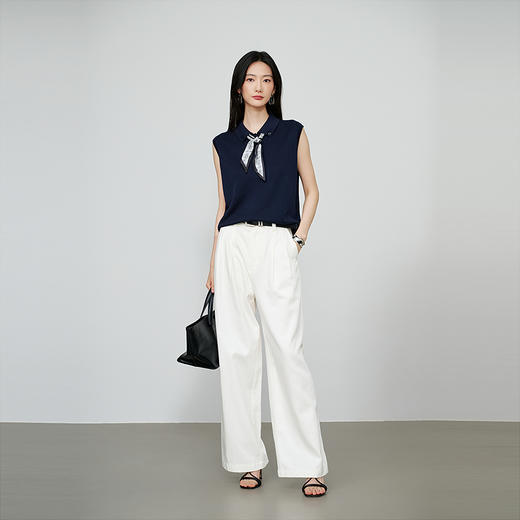 NEELLY纳俪商场同款秋季新款简约休闲无袖针织衫女气质百搭上衣N25074A06604 商品图3