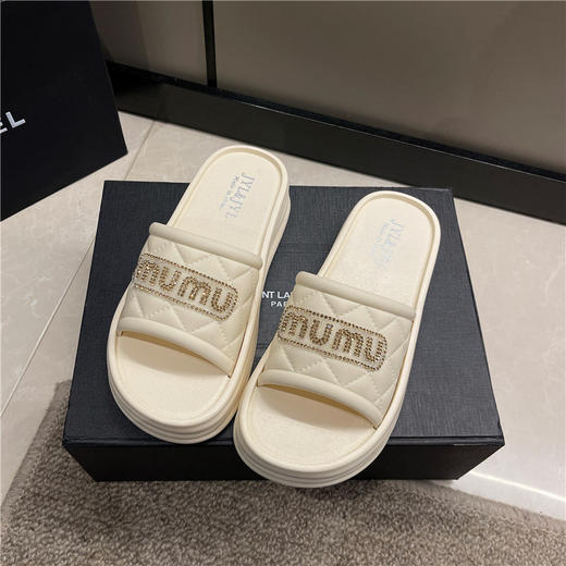 【GZ】无忧购79元3件厚底拖鞋百搭时尚沙滩软底防滑一字拖828mumu（截单后3-5天发货) 商品图5