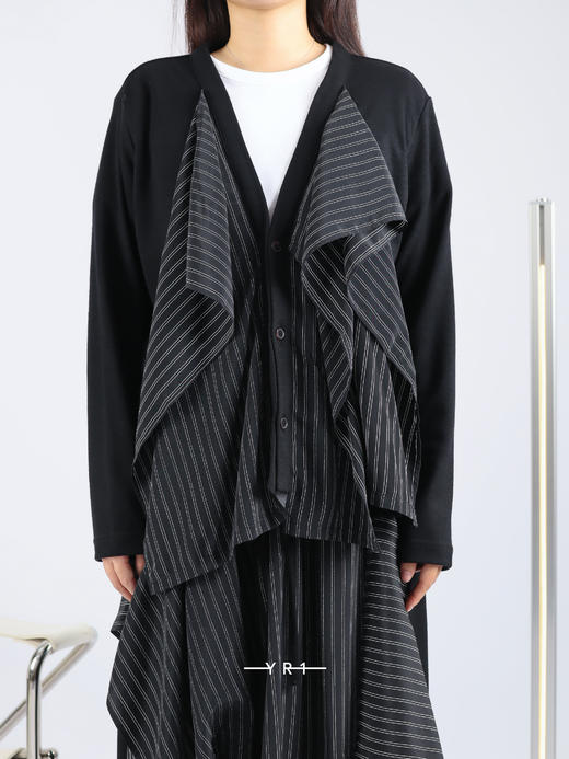 Y's | 拼接条纹门襟针织开衫 商品图1