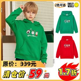 SMILEY WORLD童装春秋薄绒卫衣男女童印花时尚休闲S23435H712