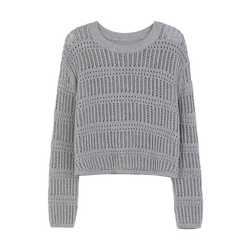 NEELLY纳俪商场同款春季新款设计感随性镂空针织衫女休闲上衣N25074A04551 商品图3