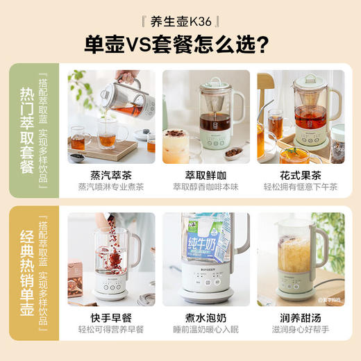 【专柜-北鼎】北鼎K36/001 多功能养生壶迷你煮茶壶【一体式单壶】浅杉绿K32 0.6L 商品图6