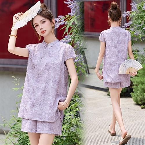 新中式国风气质改良，上衣短裤两件套HR-ZYQ2582 商品图0