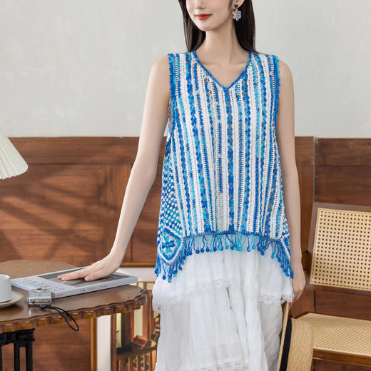 苏苏姐家轻染流苏背心手工DIY钩针纯棉蕾丝线毛线团自制材料包 商品图1