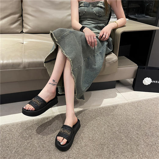 【GZ】无忧购79元3件厚底拖鞋百搭时尚沙滩软底防滑一字拖828mumu（截单后3-5天发货) 商品图2