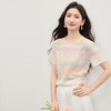 【07/16新品】熙世界多巴胺彩虹条纹T恤女短袖2025夏季新款圆领正肩体恤衫上衣 商品缩略图3