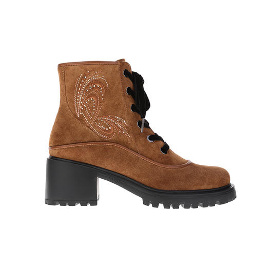 sheme景颇族原创设计刺绣水晶女式粗跟牛皮马丁靴可定制 商品图10