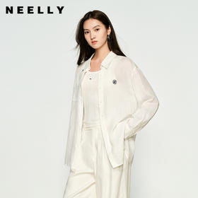 NEELLY纳俪商场同款春季新款简约百搭长袖衬衫女小众通勤慵懒上衣N25074B04559