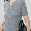 NEELLY纳俪商场同款秋季新款简约气质针织短袖女修身显瘦短款上衣N25074A05503 商品缩略图2