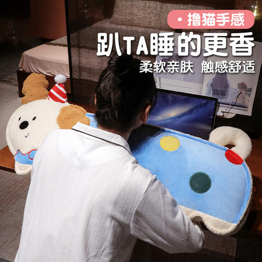 自然醒压片翘耳小狗长条睡觉抱枕女生睡觉专用床上侧睡枕头沙发腰靠床头靠垫QYL 商品图4