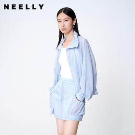 NEELLY纳俪商场同款秋季新款时尚百搭通勤套装女衬衫短裤两件套N25072Z01051