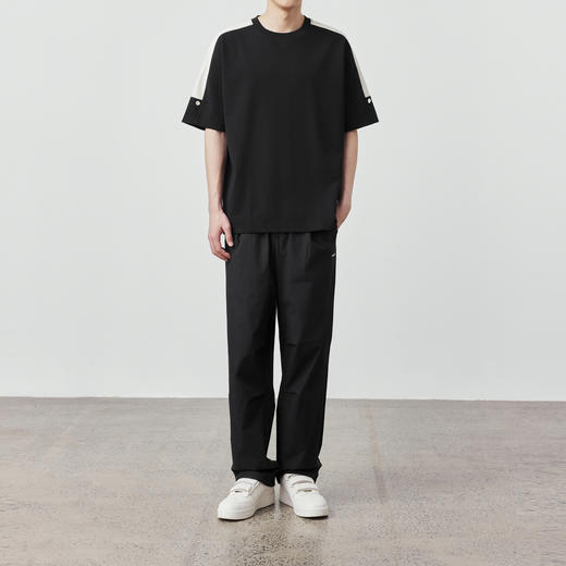 墨麦客 男装2024夏季针织珍珠纹肌理 圆领撞色拼接短信T恤男71209 商品图3