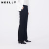NEELLY纳俪商场同款春季新款黑色微喇裤女显瘦设计感开口通勤长裤N25074H04574 商品缩略图0