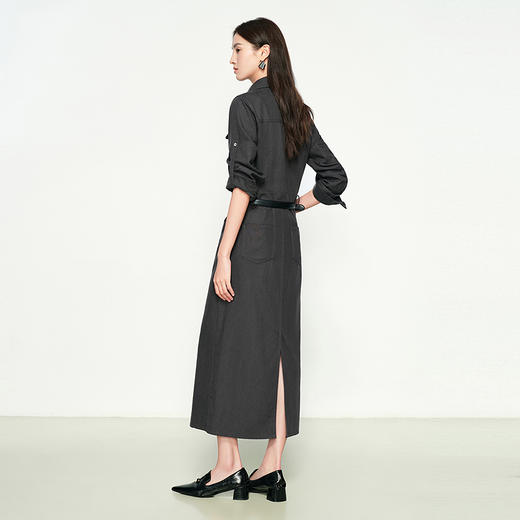 NEELLY纳俪商场同款春季新款休闲工装风收腰连衣裙女气质百搭长裙N25074Y04556 商品图1