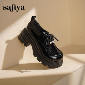 预售|Safiya/索菲娅2025珍珠系带英伦风轻便增高漆皮百搭粗跟小皮SFD3112171