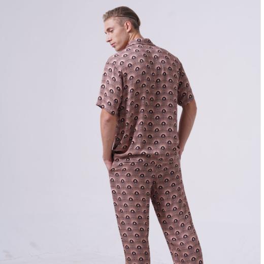 男印花开襟短袖睡衣套装PE21300 商品图2