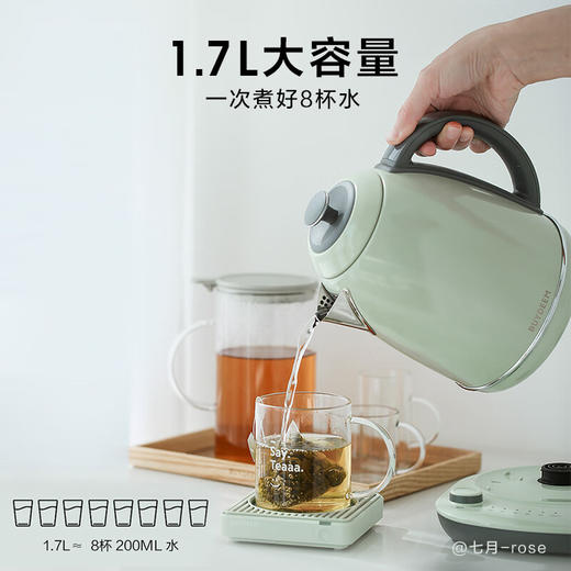 【专柜-北鼎】北鼎K740C/002烧水壶 便携恒温电热水壶浅杉绿 1.7L  220V/2000W 商品图6