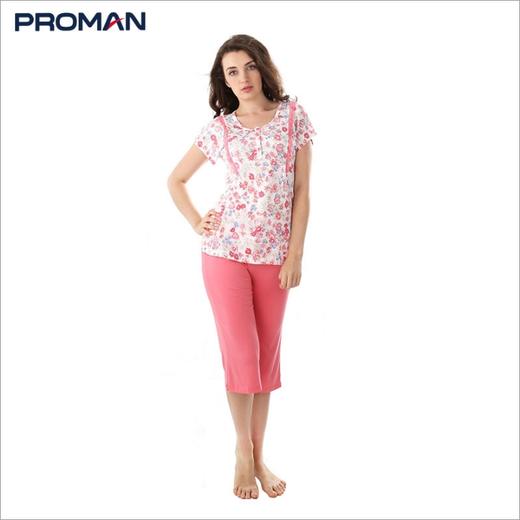 豪门女款印花家居碎花短袖七分裤套装宽松舒适休闲百搭M240108 商品图1