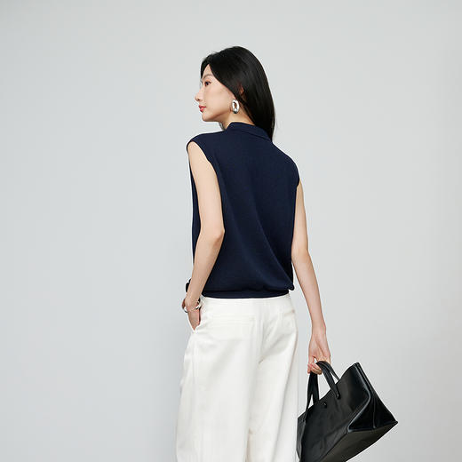 NEELLY纳俪商场同款秋季新款简约休闲无袖针织衫女气质百搭上衣N25074A06604 商品图1