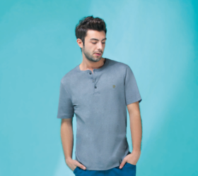 皮尔卡丹男士夏季宽松型圆领休闲印花短袖P111320