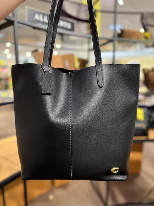 🎗️周年庆💫特价¥2450❗️COACH正价店全皮大tote竖版～黑色 商品图0