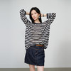NEELLY纳俪商场同款秋新款时尚圆领条纹长袖T恤女宽松舒适上衣N25074A05502 商品缩略图2