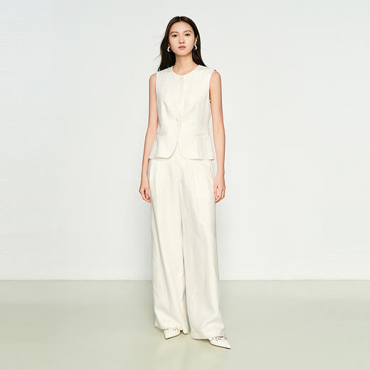 NEELLY纳俪商场同款春季新款时尚气质无袖马甲女极简个性收腰上衣N25074D04422 商品图2