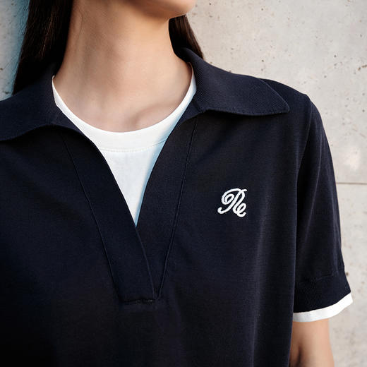 NEELLY纳俪商场同款秋季新款假两件设计感针织衫女耐看气质上衣N25072A01029 商品图2