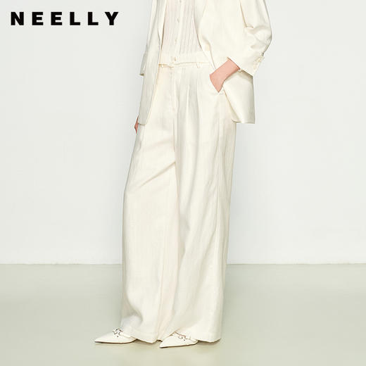 NEELLY纳俪商场同款春季新款宽松直筒时尚通勤长裤女随性休闲裤N25074H04423 商品图0