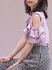 TYNVIE 平纹针织露肩荷叶边袖上衣 - 紫色 商品缩略图3