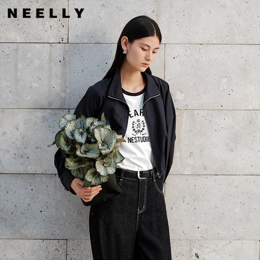 NEELLY纳俪商场同款秋季新款设计感美式夹克女时尚短款气质上衣N25072C01040 商品图0