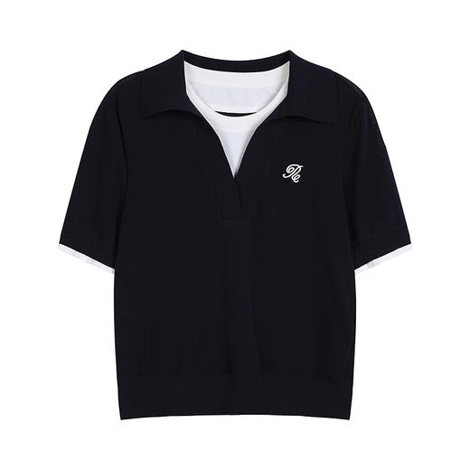 NEELLY纳俪商场同款秋季新款假两件设计感针织衫女耐看气质上衣N25072A01029 商品图3