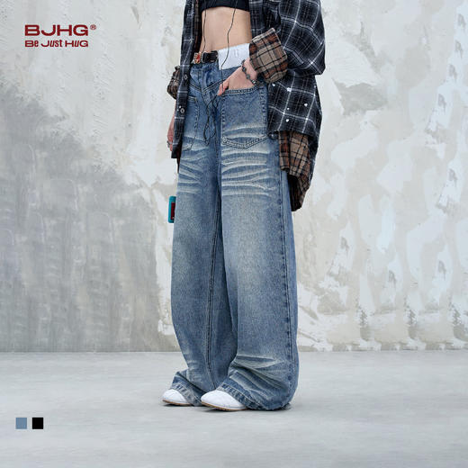 BJHG不计后果休闲牛仔裤男款夏季潮牌2025新款美式宽松直筒裤子女 商品图0