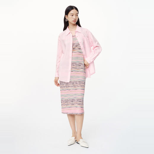 NEELLY纳俪商场同款春新款氛围感粉色减龄长袖衬衫女显白宽松衬衣N25074B04561 商品图2