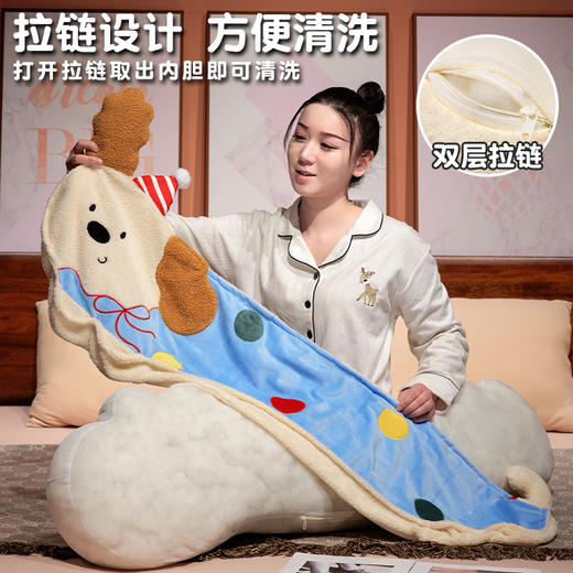 自然醒压片翘耳小狗长条睡觉抱枕女生睡觉专用床上侧睡枕头沙发腰靠床头靠垫QYL 商品图2