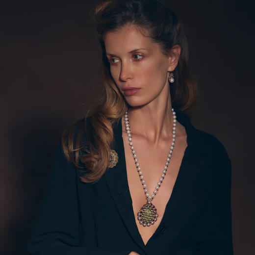 北京仓｜Lorina Balteanu-MOONA-珍珠 碧玺 耳环［法国设计师］ 商品图1