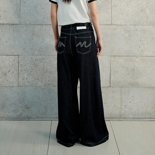 NEELLY纳俪商场同款秋季新款通勤百搭牛仔裤女撞色明线休闲直筒裤N25072H01046 商品图1