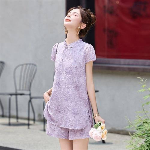 新中式国风气质改良，上衣短裤两件套HR-ZYQ2582 商品图3